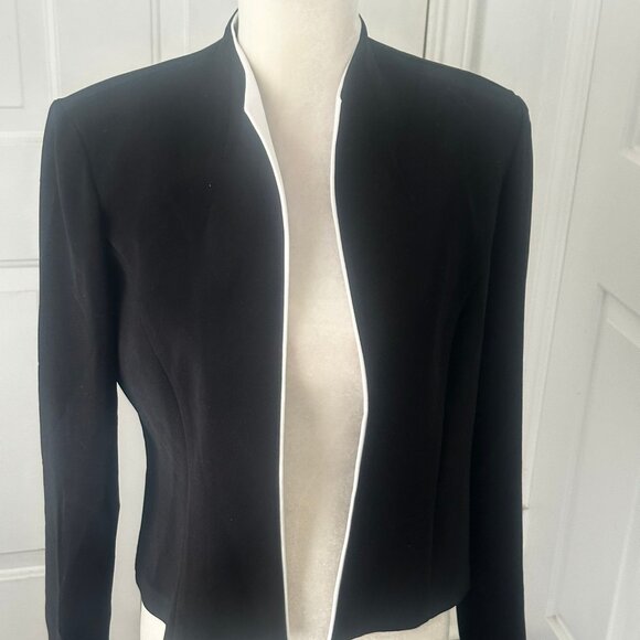 VTG 90s Jessica Howard Cropped Blazer – Black w/ White Contrast Piping, USA Sz 8 - Picture 14 of 14